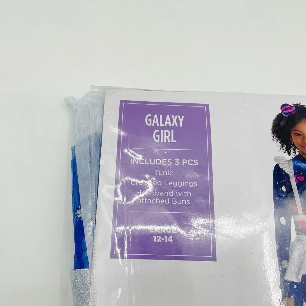 Galaxy Girl Futuristic Space Youth Girls‎ Large 12/14 Halloween Costume Blue 460 - Picture 3 of 5